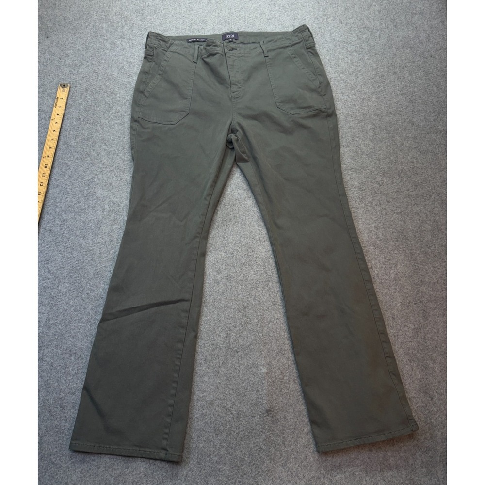 NYDJ Women Barbara Bootcut Pants Size 16 Olive Green Stretch Lift Tuck 31" ins
